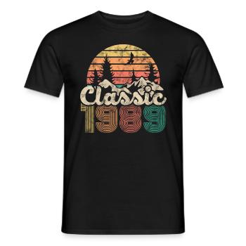 Birthday vintage 1989 retro - Men's T-Shirt - black - Front - AI Model Male 178 light (178cm)