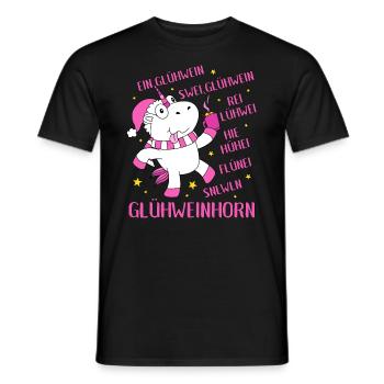 Glühweinhorn Einhorn Glühwein Sprüche Geschenk - Männer T-Shirt - Schwarz - Vorne - AI Model Male 178 light (178cm)