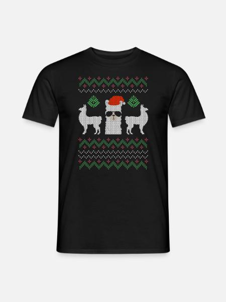 Christmas Ugly Sweater Llama - Men's T-Shirt - black