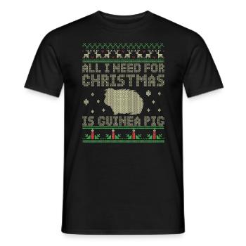 Guinea pig christmas motif gift - Men's T-Shirt - black - Front - AI Model Male 178 light (178cm)