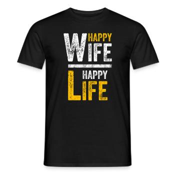 Happy Wife Happy Life Geschenk - Männer T-Shirt - Schwarz - Vorne - AI Model Male 178 light (178cm)