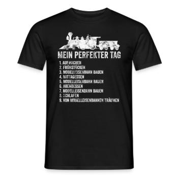 Modellbauer Modellbau Lok Lokomotive Zug Eisenbahn - Männer T-Shirt - Schwarz - Vorne - AI Model Male 178 light (178cm)