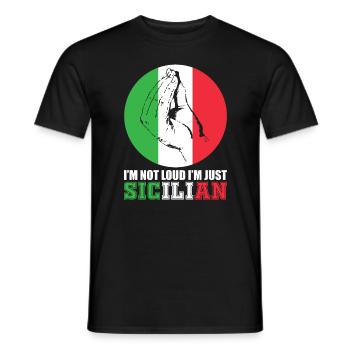 Italien Sizilien Handgeste Flagge - Männer T-Shirt - Schwarz - Vorne - AI Model Male 178 light (178cm)