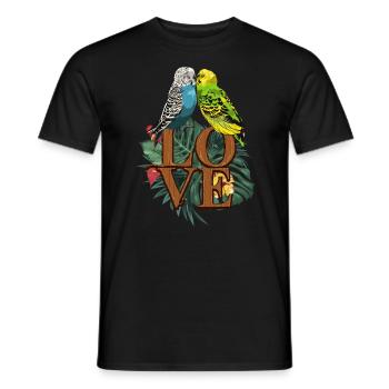 Perruche d'amour perruche - T-shirt homme - noir - Devant - AI Model Male 178 light (178cm)