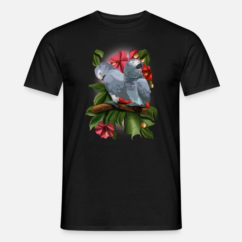 Graupapagei Papagei - Männer T-Shirt - Schwarz
