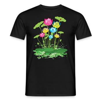 bunte Seerosen Blumen - Männer T-Shirt - Schwarz - Vorne - AI Model Male 178 light (178cm)