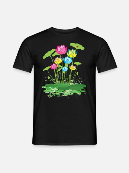 bunte Seerosen Blumen - Männer T-Shirt - Schwarz