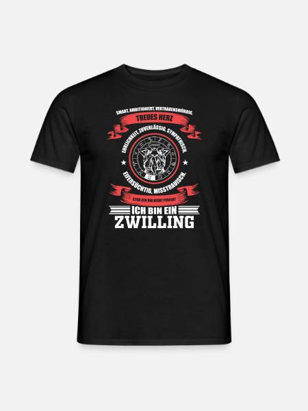 Sternzeichen Zwillinge Horoskop - Männer T-Shirt - Schwarz
