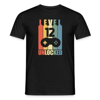 Level 12 12. Geburtstag Gaming Gamer Geschenk - Männer T-Shirt - Schwarz - Vorne - AI Model Male 178 light (178cm)