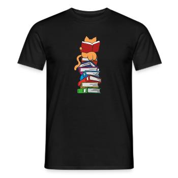 Lecture chats livre gueule de bois rat de bibliothèque - T-shirt homme - noir - Devant - AI Model Male 178 light (178cm)