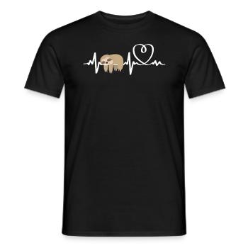 Sloth Hearts Ekg Heartbeat Sleepy - Men's T-Shirt - black - Front - AI Model Male 178 light (178cm)