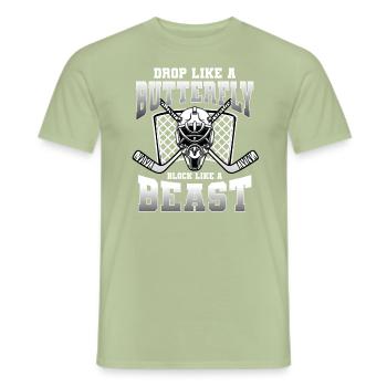 Citation de gardien de but de papillon de hockey - T-shirt homme - vert sauge - Devant - AI Model Male 178 light (178cm)