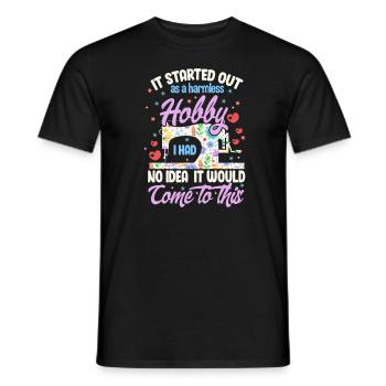 sew - Men's T-Shirt - black - Front - AI Model Male 178 light (178cm)