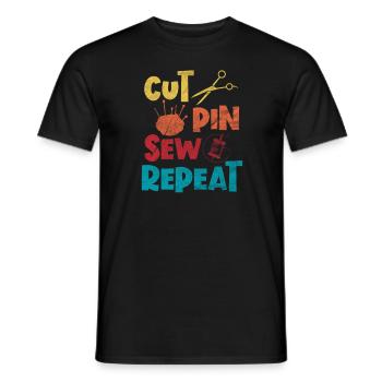 sew - Men's T-Shirt - black - Front - AI Model Male 178 light (178cm)