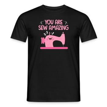 sew - Men's T-Shirt - black - Front - AI Model Male 178 light (178cm)