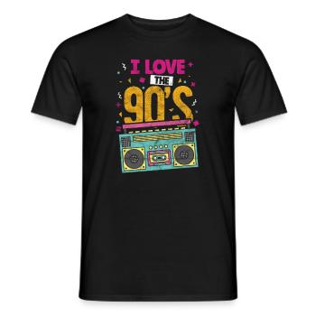 90er Jahre Neunziger 90s Kassette Retro Geschenk - Männer T-Shirt - Schwarz - Vorne - AI Model Male 178 light (178cm)