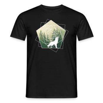 nature géométrie formes forêt de loups - T-shirt homme - noir - Devant - AI Model Male 178 light (178cm)