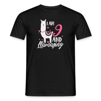9. Anniversaire Lama 9 ans cadeau d’alpaga - T-shirt homme - noir - Devant - AI Model Male 178 light (178cm)