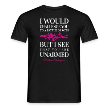 Shakespeare Quote Battle of Wits Joke - Men's T-Shirt - black - Front - AI Model Male 178 light (178cm)