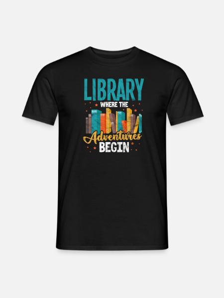 Bibliothek Bücher Lesen Buch Leseratte Geschenk - Männer T-Shirt - Schwarz