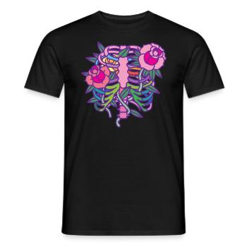 Pastel Goth Aesthetic Anime Rib Cage Flowers - Men's T-Shirt - black - Front - AI Model Male 178 light (178cm)