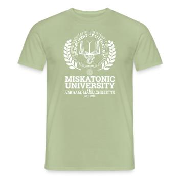 Institut für Literatur Miskatonic University 192 - Männer T-Shirt - Sage - Vorne - AI Model Male 178 light (178cm)