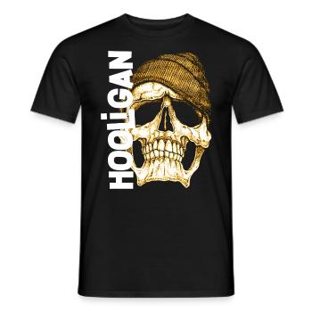 Hooligan skull streetwear football gift - Men's T-Shirt - black - Front - AI Model Male 178 light (178cm)