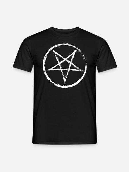 Pentagramm Weiß - Männer T-Shirt - Schwarz