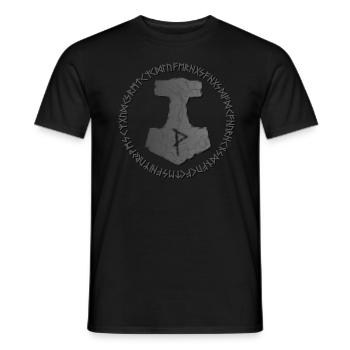 Viking Thor hammer - Men's T-Shirt - black - Front - AI Model Male 178 light (178cm)