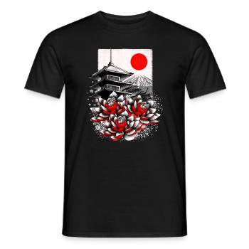 Asiatique geisha japon lotus - T-shirt homme - noir - Devant - AI Model Male 178 light (178cm)