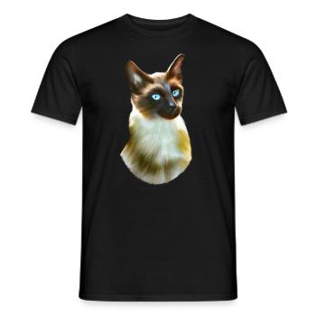 Siamese cat portrait - Men's T-Shirt - black - Front - AI Model Male 178 light (178cm)