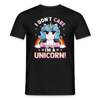 Je m’en fous je suis une licorne - T-shirt homme - noir - Devant - AI Model Male 178 light (178cm)
