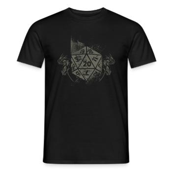Dragons Vintage D20 Dice Tabletop RPG - Men's T-Shirt - black - Front - AI Model Male 178 light (178cm)