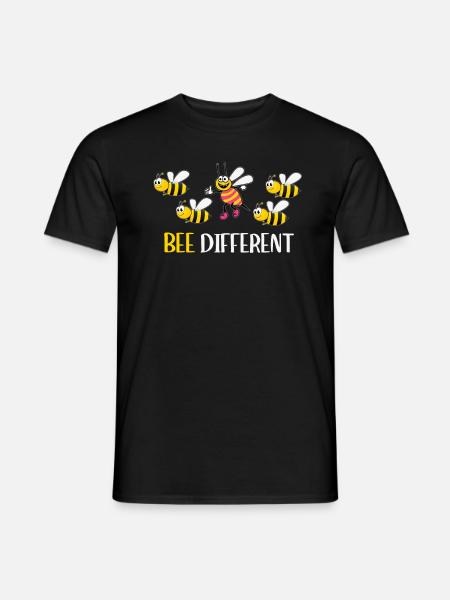 Be different - be yourself - Bienen Bee Sprüche - Männer T-Shirt - Schwarz