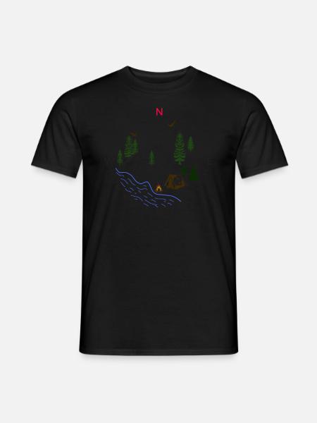 Forest Wald Kompass Fluss Zelten Zelt Wälder Natur - Männer T-Shirt - Schwarz