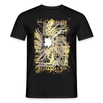 Carte mère d’or ordinateur nerd technique cadeau W - T-shirt homme - noir - Devant - AI Model Male 178 light (178cm)