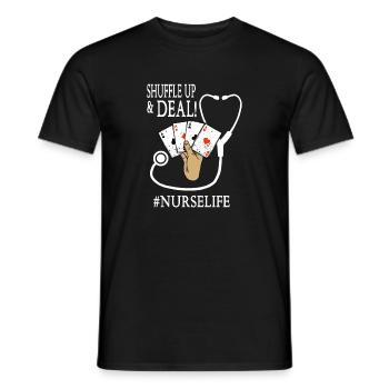 Infirmière drôle Shuffle Up & Deal #Nurselife T Shirt G - T-shirt homme - noir - Devant - AI Model Male 178 light (178cm)