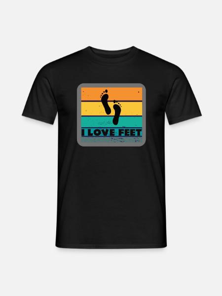 Adoro i piedi piedi feticismo del piede retrò vintage - T-shirt uomo - nero