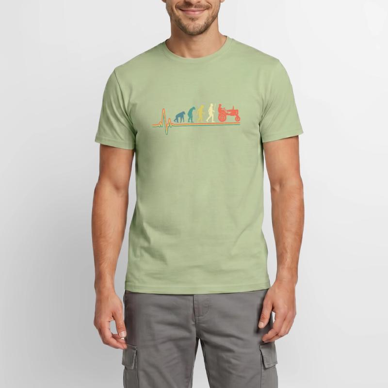 Herzschlag Traktor Retro Evolution Oldtimer Männer T-Shirt