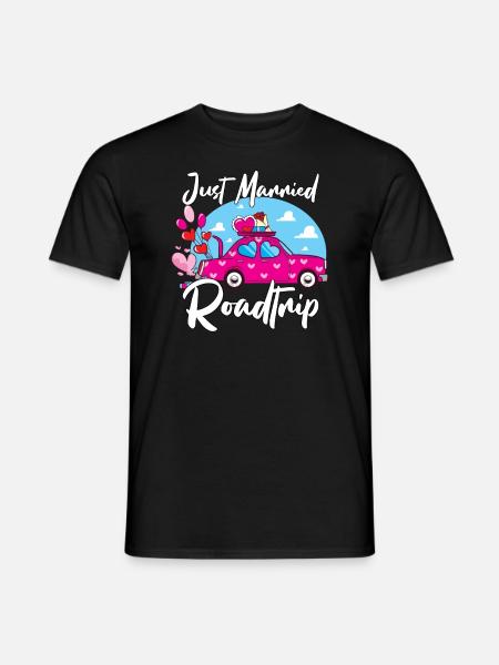 Just Married Hochzeitsreise Hochzeitsgeschenk - Männer T-Shirt - Schwarz