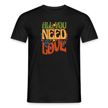 70s Retro Flower Power Vintage Gift - Men's T-Shirt - black - Front - AI Model Male 178 light (178cm)