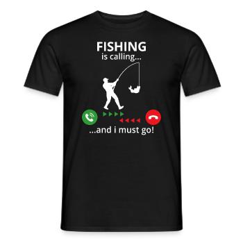 Fishing is calling and i must go - Men's T-Shirt - black - Front - AI Model Male 178 light (178cm)