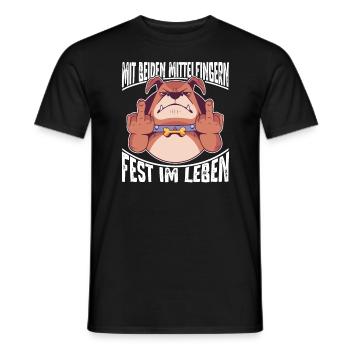 Mit Beiden Mittelfingern Fest im Leben Hund - Männer T-Shirt - Schwarz - Vorne - AI Model Male 178 light (178cm)