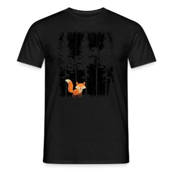 Süßer Fuchs im Wald Retro Muster Vintage Baum Wald - Männer T-Shirt - Schwarz - Vorne - AI Model Male 178 light (178cm)