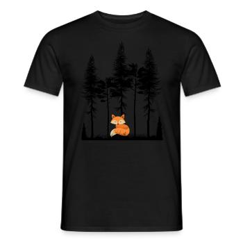 Doux renard dans la forêt Retro modèle arbre vintage forêt - T-shirt homme - noir - Devant - AI Model Male 178 light (178cm)