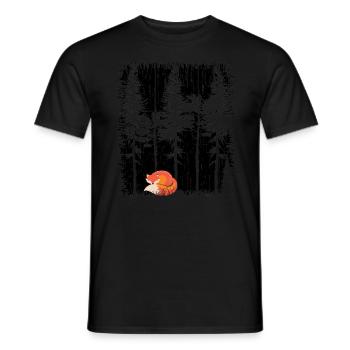 Süßer Fuchs im Wald Retro Muster Vintage Baum Wald - Männer T-Shirt - Schwarz - Vorne - AI Model Male 178 light (178cm)