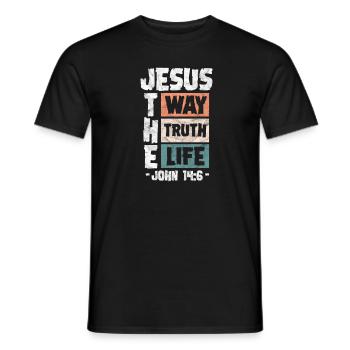 Jesus - T-shirt herr - svart - Fram - AI Model Male 178 light (178cm)