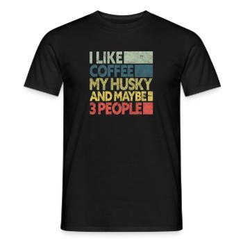 Husky Kaffee - Männer T-Shirt - Schwarz - Vorne - AI Model Male 178 light (178cm)