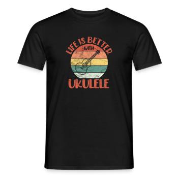 Ukulélé - T-shirt homme - noir - Devant - AI Model Male 178 light (178cm)