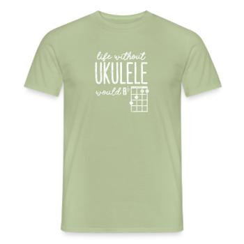 Ukulélé - T-shirt homme - vert sauge - Devant - AI Model Male 178 light (178cm)